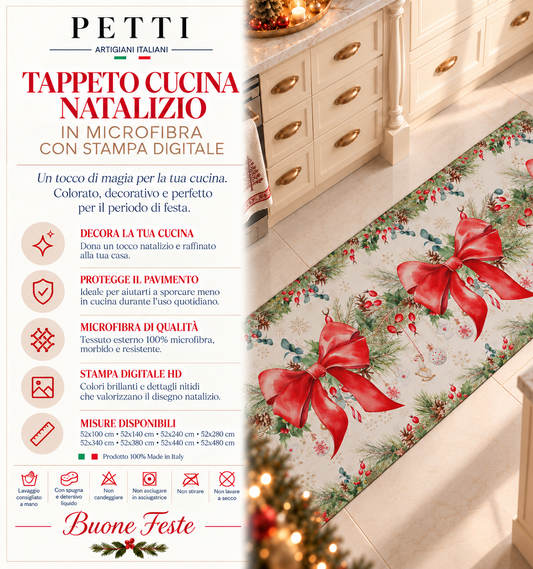 Tappeto Cucina Natalizio Antiscivolo Passatoia Natalizia Cucina lavabile Ghirlanda Natale