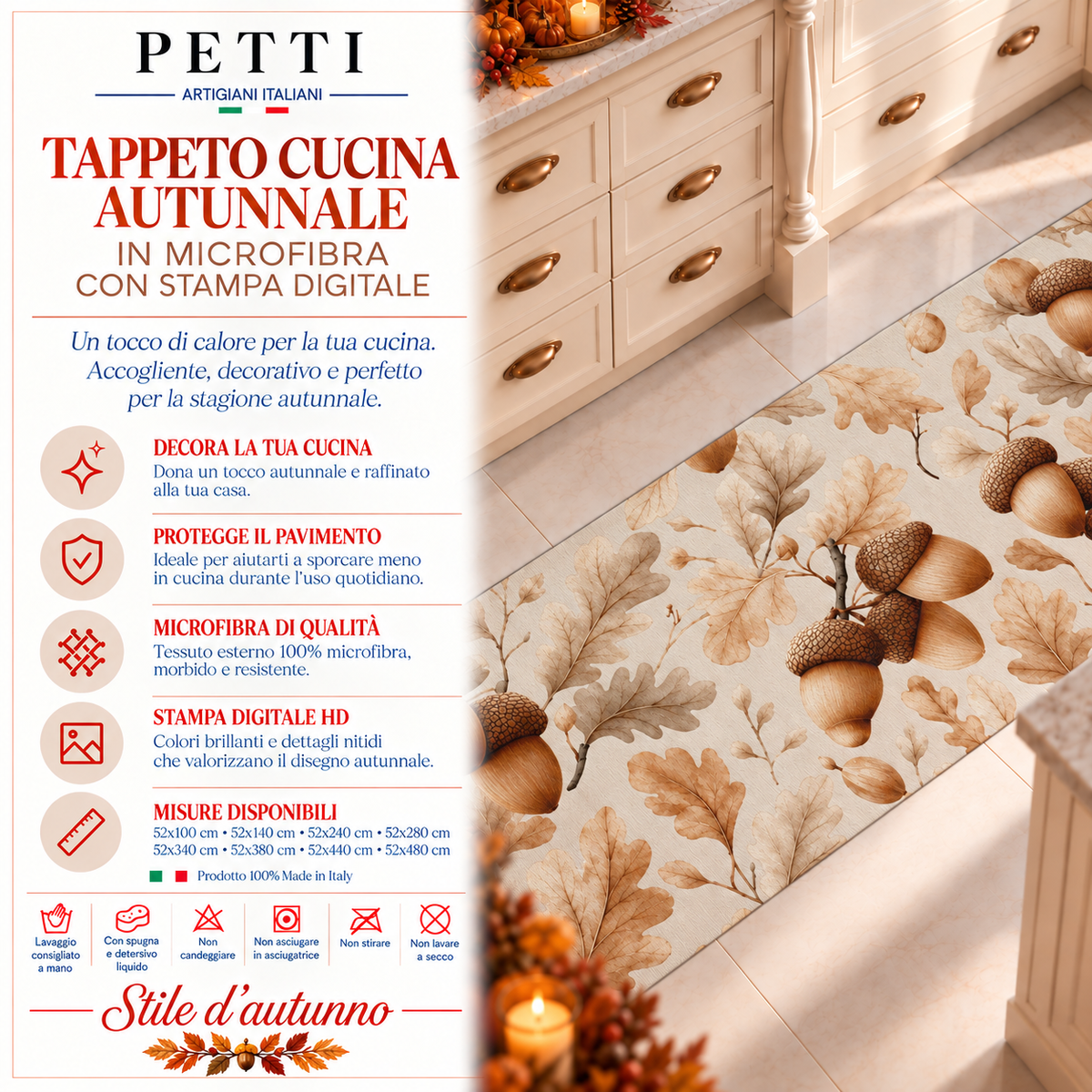 Tappeto Cucina Antiscivolo Passatoia Cucina lavabile, Cucina Ghiande