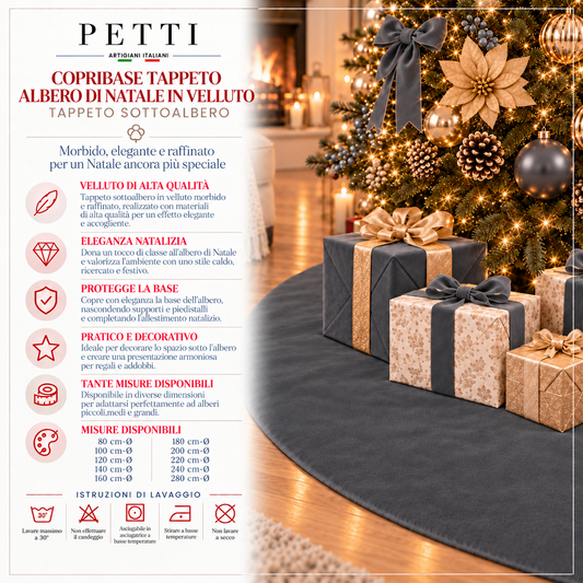 Copribase Tappeto Albero di Natale in Velluto Grigio Scuro
