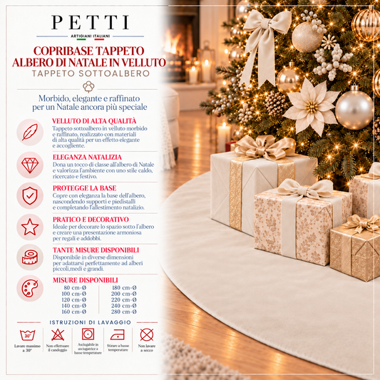 Copribase Tappeto Albero di Natale in Velluto Bianco Latte