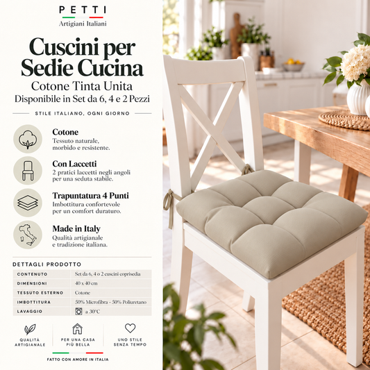 Kitchen Chair Cushions, Chair Cushions 6 Pieces Taupe