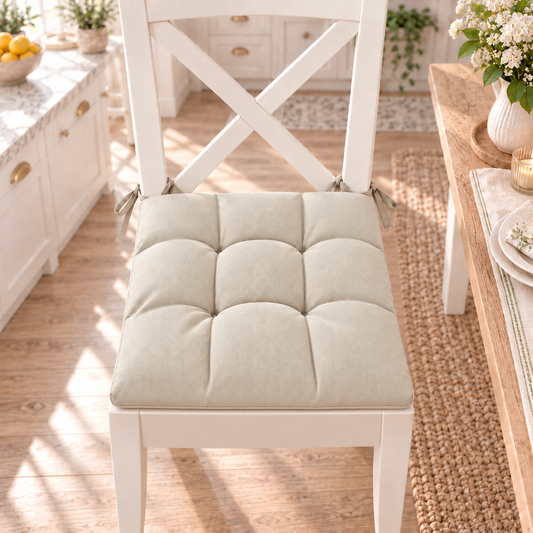 Coussins pour Chaises Housse de Chaise Shabby Chic Uni Beige