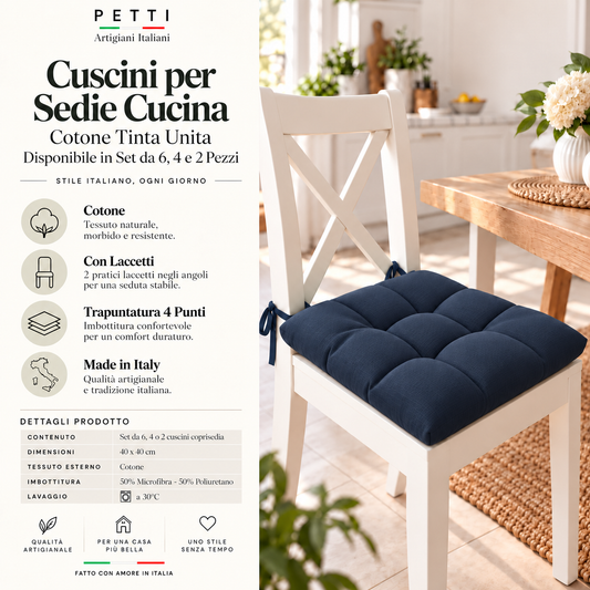 Kitchen Chair Cushions, Chair Cushions 6 Pieces Navy Blue