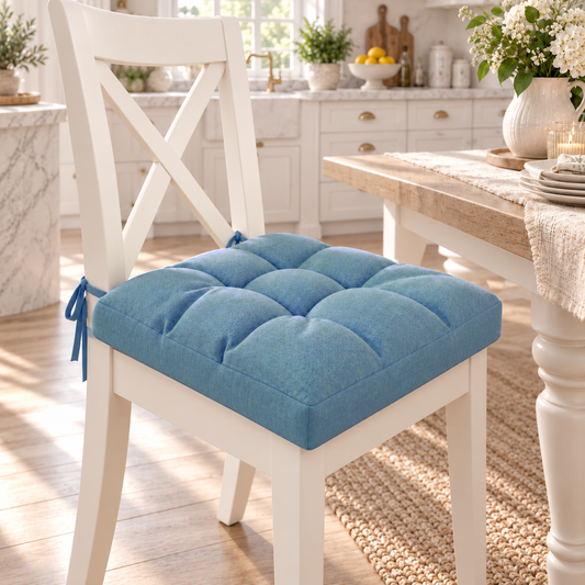 Coussins pour chaises housses unies bleu avion shabby chic