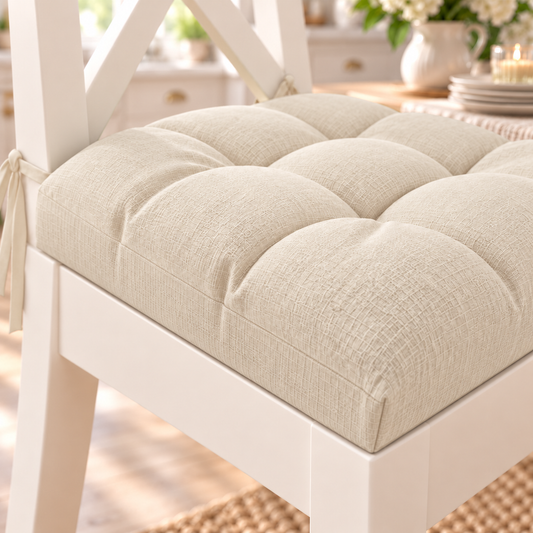 Kitchen Chair Cushions, Chair Cushions 6 Pieces Cream