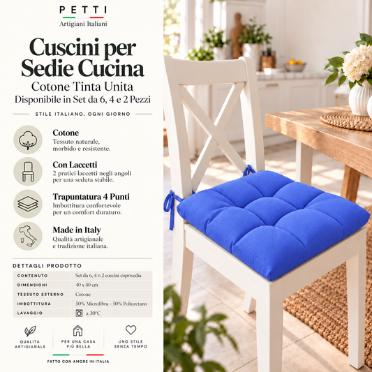 Kitchen Chair Cushions, Chair Cushions 6 Pieces Electric Blue