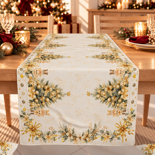 Runner Natalizi, Runner Tavola Natalizio, Tovaglia Runner Natalizia, Runner Cucina Xmas Gold