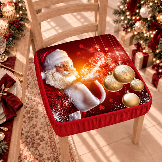 Coprisedia Natalizi con Elastico in Stampa Digitale Babbo Natale