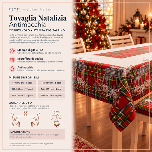 Tovaglia Natalizia, Tovaglia da tavola Antimacchia, Copritavolo da Cucina Renna Beige
