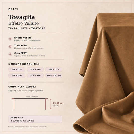 Tovaglia da Tavola in Effetto Velluto Tinta Unita Tortora