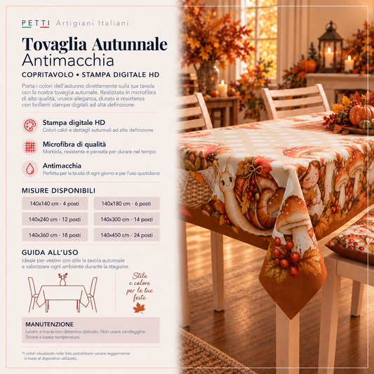Tovaglia Autunnale Antimacchia in Stampa Digitale Funghi