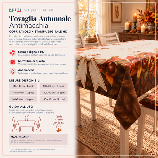 Tovaglia Autunnale Antimacchia in Stampa Digitale Castagne