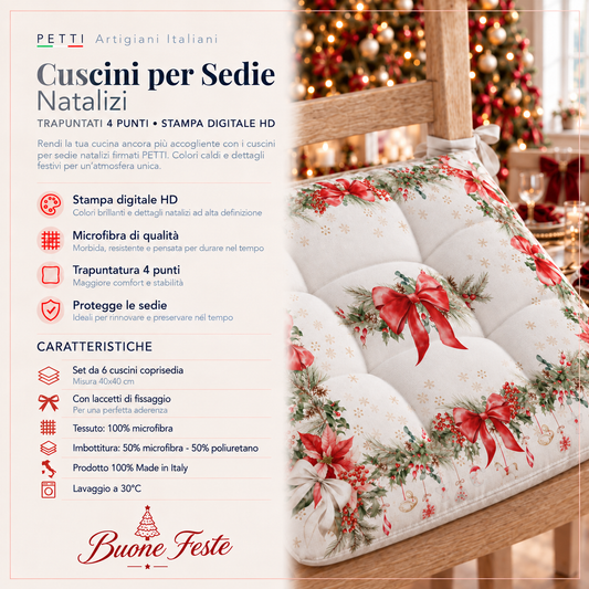 Coussins de chaise de Noël, Housses de chaise de Noël 6 pièces Guirlande de Noël