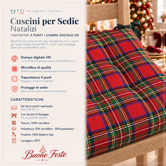 Cuscini per Sedie Natalizi Coprisedia Natalizi 6 Pezzi Tartan, Fantasia Scozzese