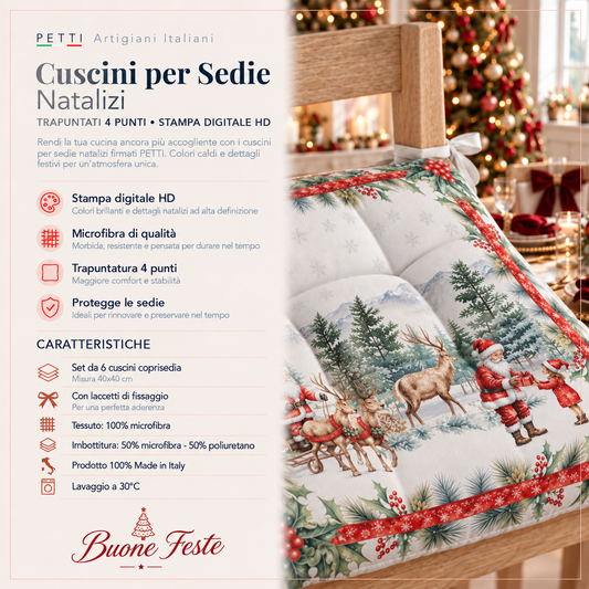 Cuscini per Sedie Natalizi Coprisedia Natalizi 6 Pezzi Xmas Santa's Land