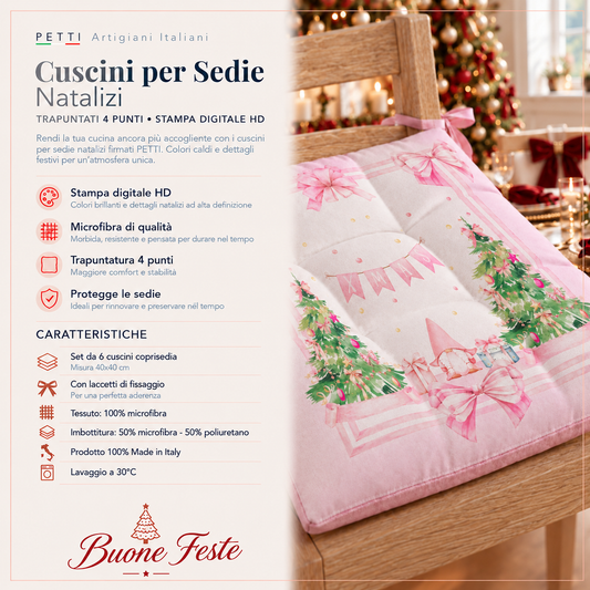 Cuscini per Sedie Natalizi Coprisedia Natalizi 6 Pezzi Gnomo Rosa