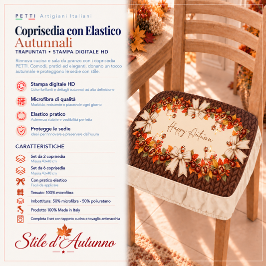 Cuscini per Sedie con Elastico Coprisedia in Stampa Digitale Castagne