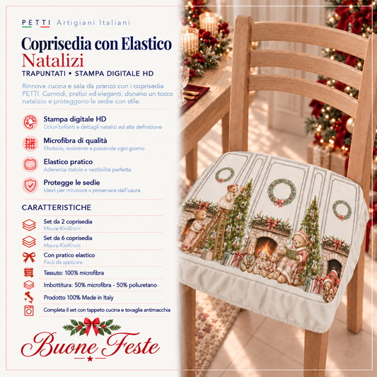 Coprisedia Natalizi con Elastico in Stampa Digitale Teddy House