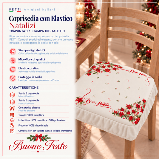 Coprisedia Natalizi con Elastico in Stampa Digitale Buon Natale