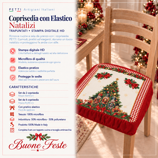 Coprisedia Natalizi con Elastico in Stampa Digitale Schiaccianoci Rosso