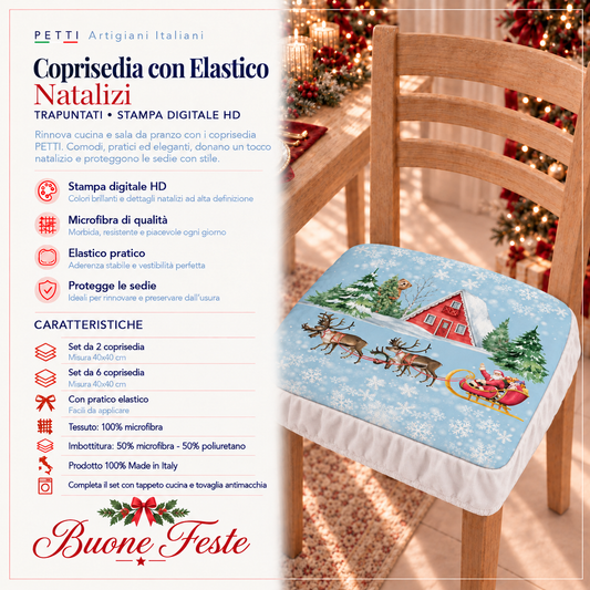 Coprisedia Natalizi con Elastico in Stampa Digitale Snow