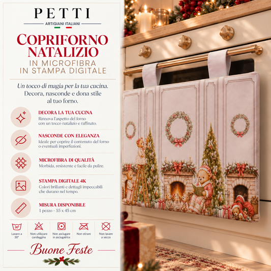 Copriforno Natalizio per Cucina in Stampa Digitale Teddy House