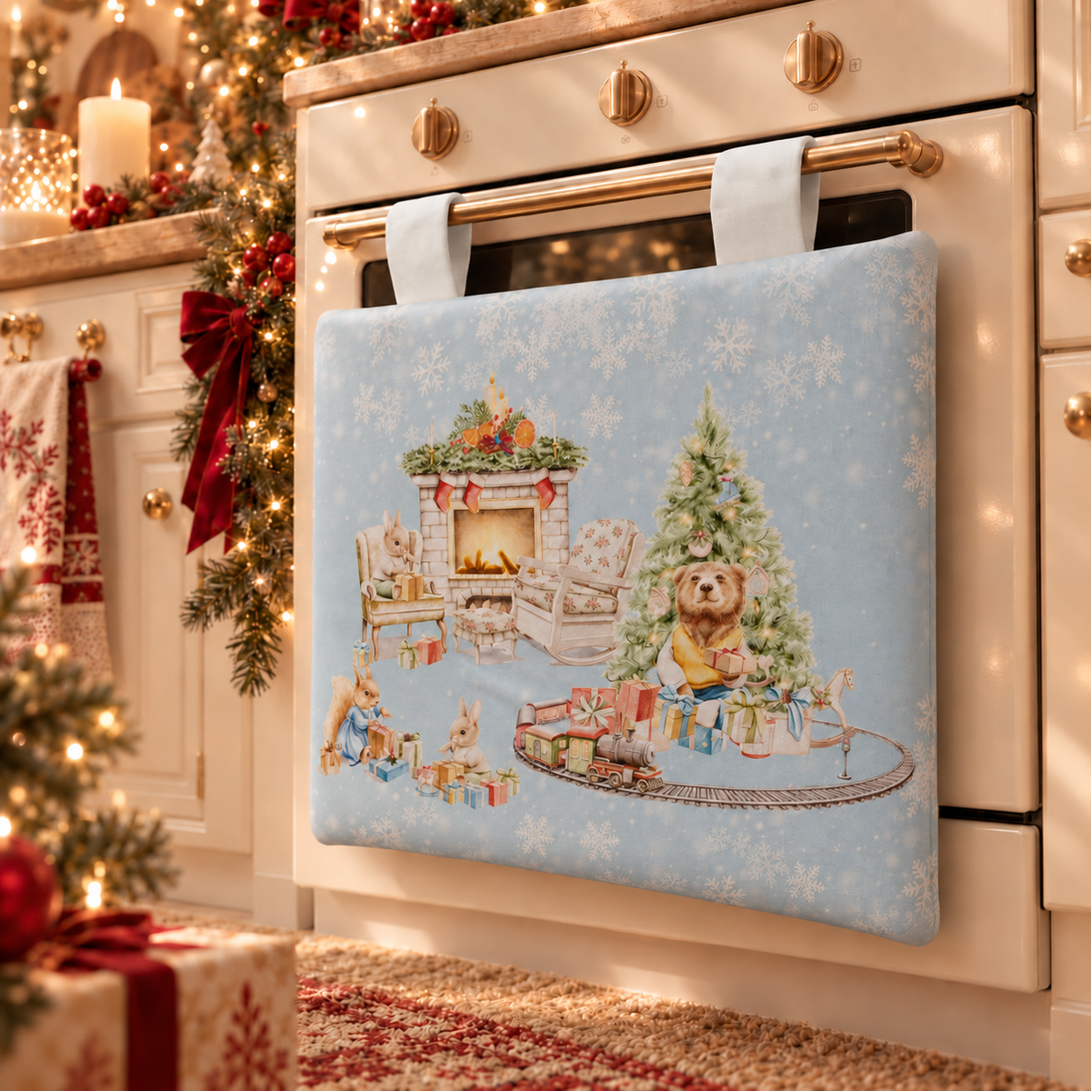 Copriforno Natalizio per Cucina in Stampa Digitale Snow