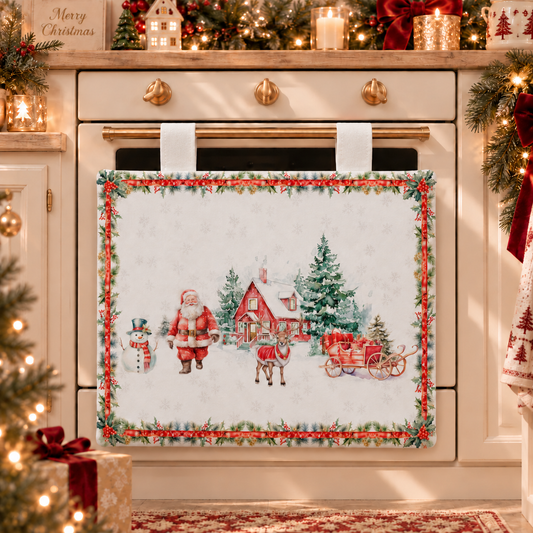 Housse de Four de Noël pour Cuisine en Impression Numérique Xmas Terre du Père Noël