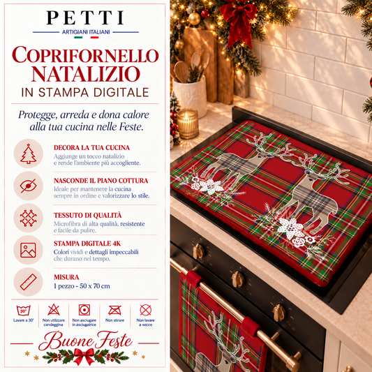 Coprifornello Natalizio Coprifuochi Cucina in Stampa Digitale Renna Beige
