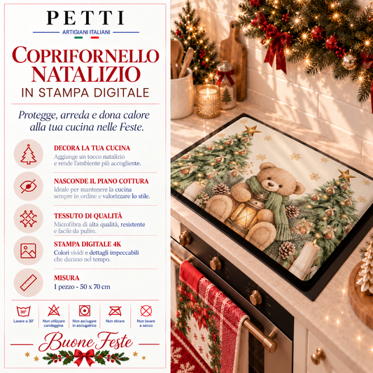 Coprifornello Natalizio Coprifuochi Cucina in Stampa Digitale Teddy Gold