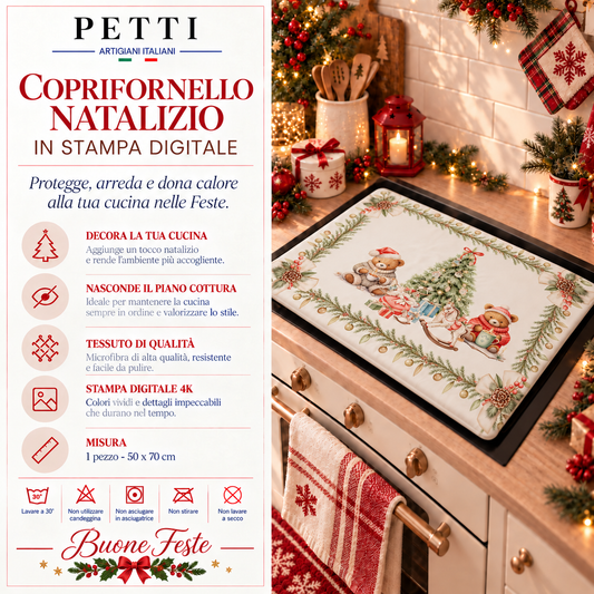 Housse de Cuisinière de Noël Housse de Feu Cuisine en Impression Numérique Xmas Bears