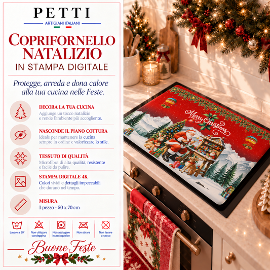 Coprifornello Natalizio Coprifuochi Cucina in Stampa Digitale Santa Village