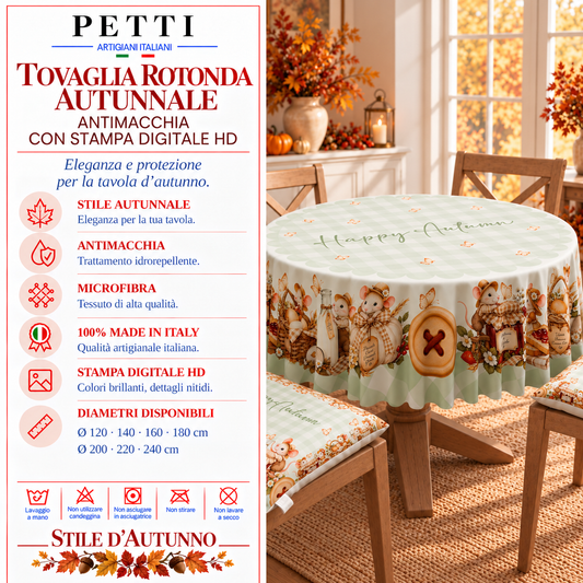 Tovaglia Rotonda Antimacchia Elegante - Ideale per cucina e sala da pranzo Country