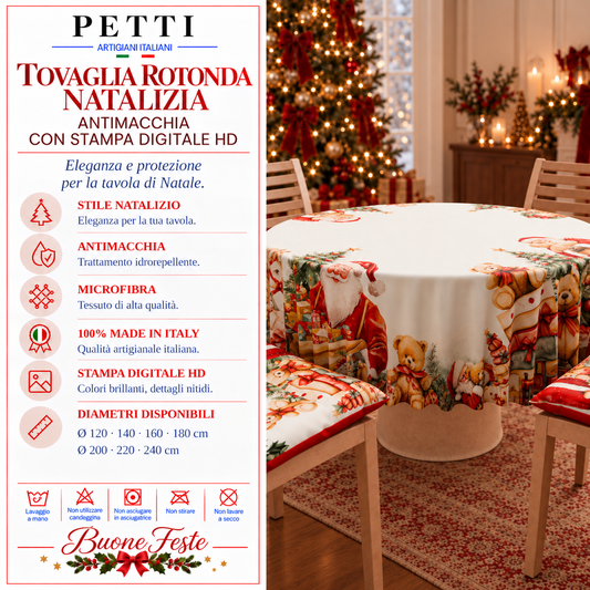 Tovaglia Rotonda in Stampa Digitale Natalizia Sweet Santa