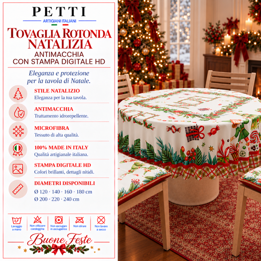 Tovaglia Rotonda in Stampa Digitale Natalizia Noel
