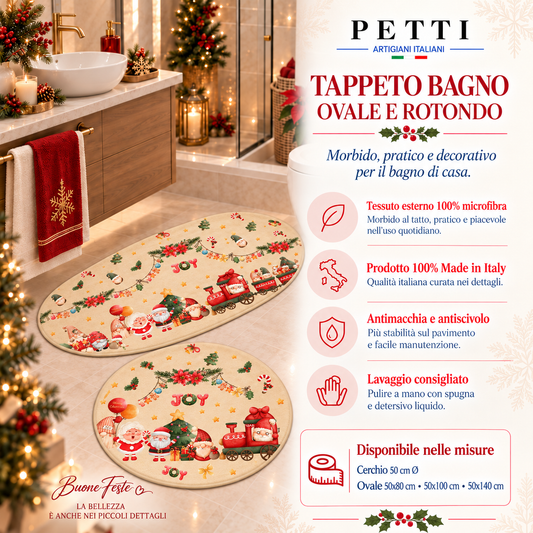 Tappeto Bagno Stampa Digitale Natalizio Forma Ovale Gnomo