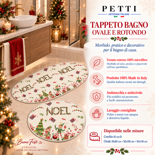 Tappeto Bagno Stampa Digitale Natalizio Forma Ovale Noel