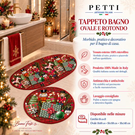 Tappeto Bagno Stampa Digitale Natalizio Forma Ovale Soldatini