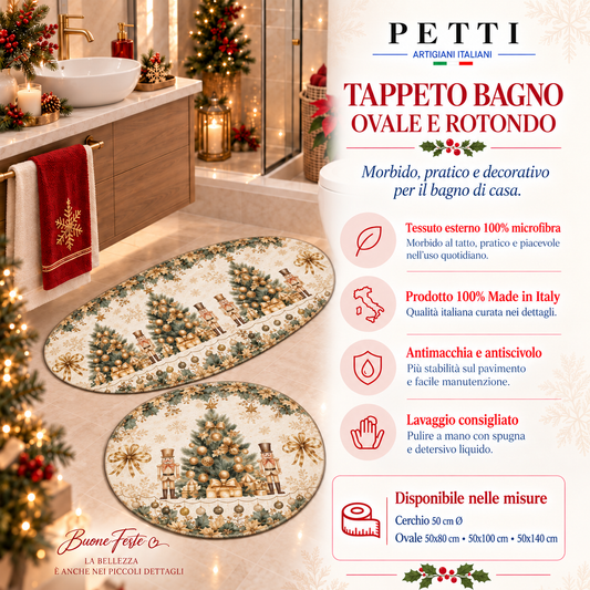 Tappeto Bagno Stampa Digitale Natalizio Forma Ovale Xmas Gold