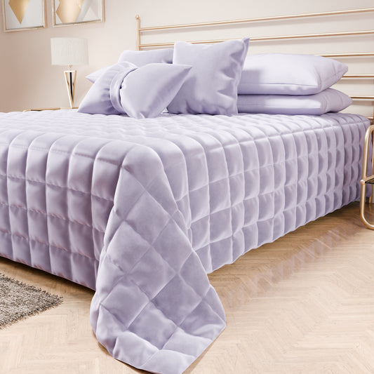 Courtepointe couvre-lit printanière et automnale en velours double face lilas