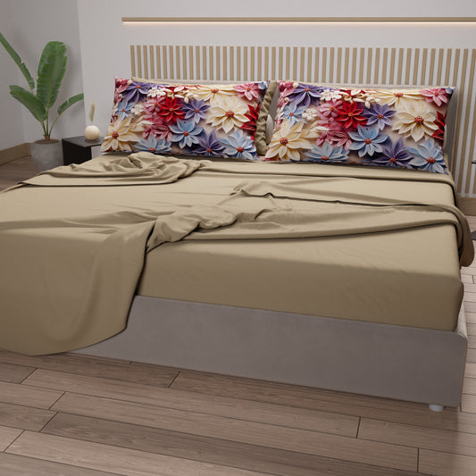 Draps en Coton, Parure de Lit avec Taies d'Oreiller en Impression Numérique Bali