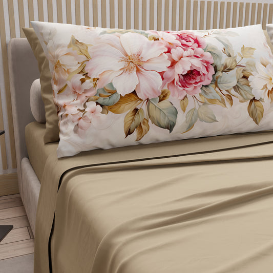 Draps en Coton, Parure de Lit avec Taies d'Oreiller en Impression Numérique Provence