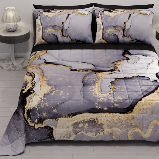 Trapuntino Copriletto Primaverile Autunnale in Stampa Digitale Marble 04 Grigio Scuro