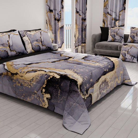 Trapuntino Copriletto Primaverile Autunnale in Stampa Digitale Marble 04 Grigio Scuro