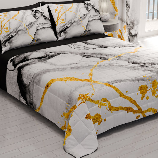 Trapuntino Copriletto Primaverile Autunnale in Stampa Digitale Marble Grigio Chiaro