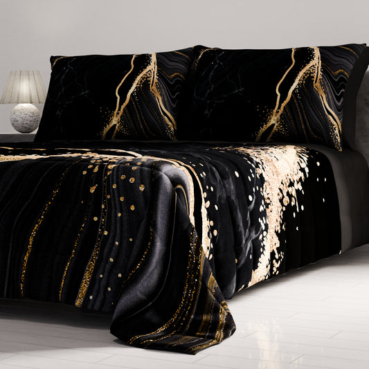 Trapuntino Copriletto Primaverile Autunnale in Stampa Digitale Marble 07 Nero
