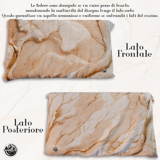 Coppia Federe Cuscino Eleganti Effetto Marmo Beige