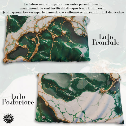 Paire de Taies d'Oreiller Élégantes Effet Marbre Émeraude