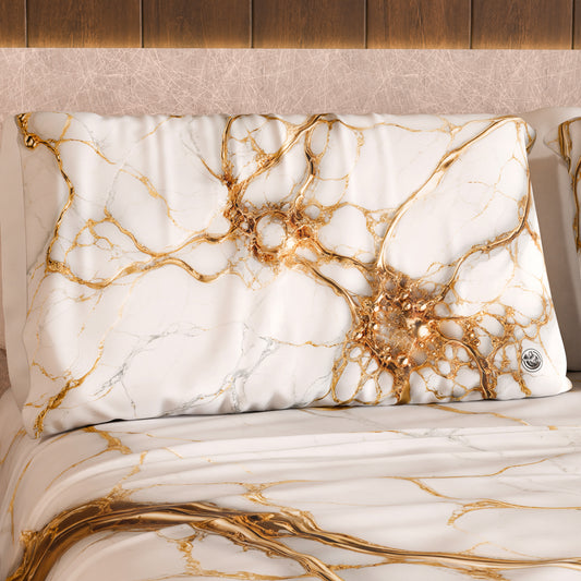 Paire de Taies d'Oreiller Élégantes Effet Marbre Blanc