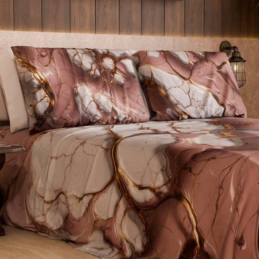 Paire de Taies d'Oreiller Élégantes Effet Marbre Mauve